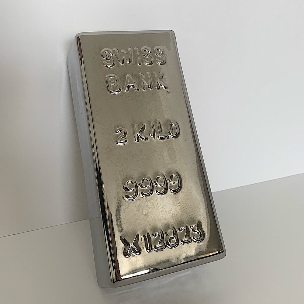 Silver Brick Piggy Bank